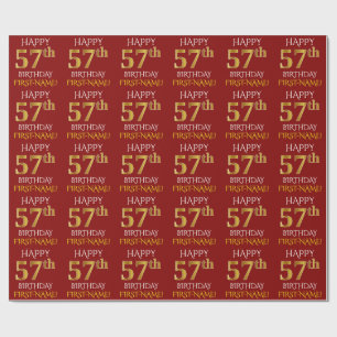 Papier Cadeau Rouge, or "JOYEUX cinquante-septième ANNIVERSAIRE