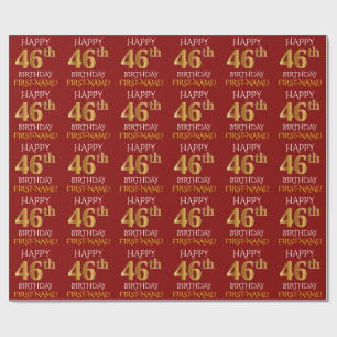 Papier Cadeau Rouge, or "JOYEUX quarante-sixième ANNIVERSAIRE "