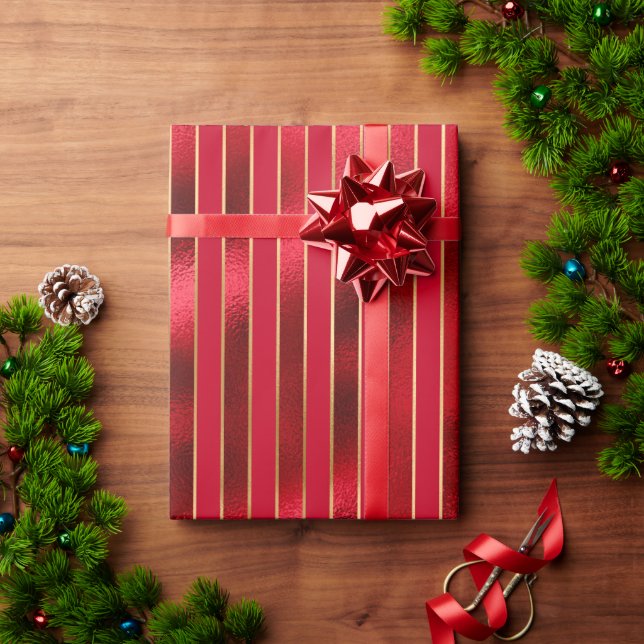 Papier Cadeau Rouge/Or trié (Cadeau de vacances)