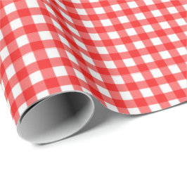 Papier Cadeau Rouge| Papier blanc à enveloppement En vichy