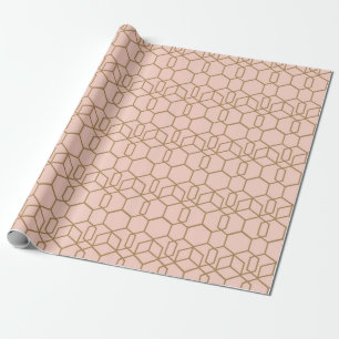 Papier Cadeau Rouge Pêche et Or Moderne Boho Géométrique Glamour