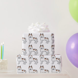 Papier Cadeau Rouge Piebald Sibérien Husky Cute Motif