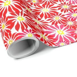 Papier Cadeau Rouge Poinsettia Allover Vacances Floral Wrap