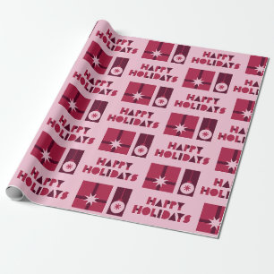 Papier Cadeau Rouge rose foncé rouge style géométrique à Noël