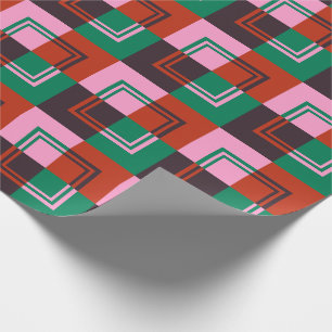 Papier Cadeau Rouge rose vert aubergine