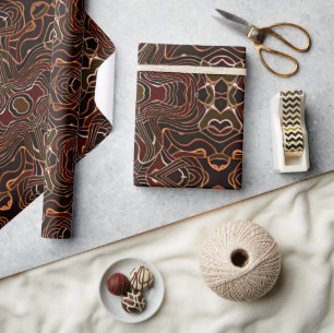 Papier Cadeau Rouge Rouille Brun Foncé Rouge Noir Mosaïque d'Art