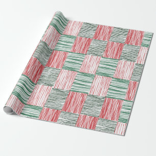 Papier Cadeau Rouge Vert aquarelle rayures Motif une photo