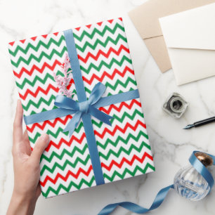Papier Cadeau Rouge Vert blanc Abstrait Noël géométrique