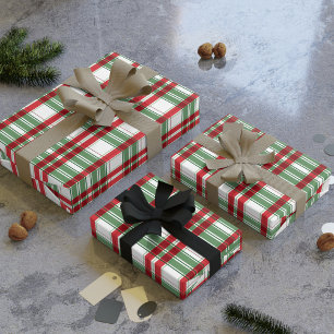Papier Cadeau Rouge vert blanc Plaid En vichy À damiers Noël