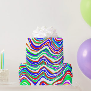 Papier Cadeau Rouge, Vert, Bleu, Blanc Abstrait