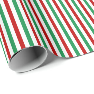 Papier Cadeau Rouge, vert et blanc barre Noël de  