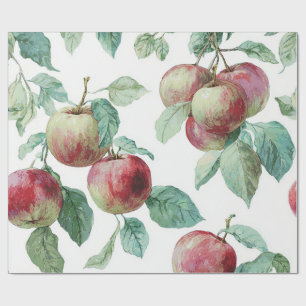 Papier Cadeau Rouge vert pomme Motif Aquarelle Russe