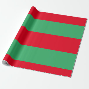 Papier Cadeau Rouge vert rayé Noël Bloc de couleur