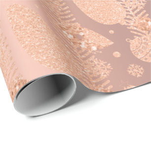 Papier Cadeau Rougissent bonnes fêtes l'oiseau rose de Noël de