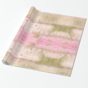 Papier Cadeau Rougissent l'aquarelle fascinante d'or rose