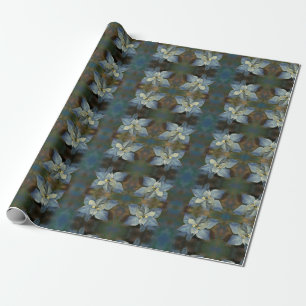 Papier cadeau Rouleau bleu Poinsettia