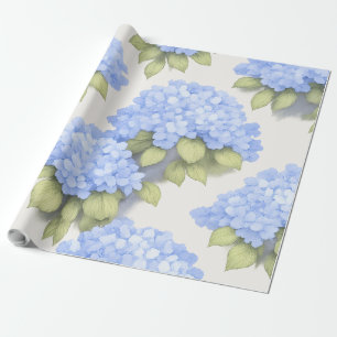 Papier Cadeau Rouleau d'emballage floral Hydrangea Bleu – Boutiq
