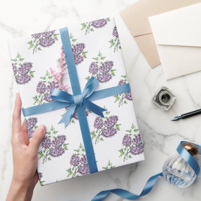 Papier Cadeau Rouleau d'enveloppes cadeaux - Lilacs d'aquarelle  (Cadeaux)