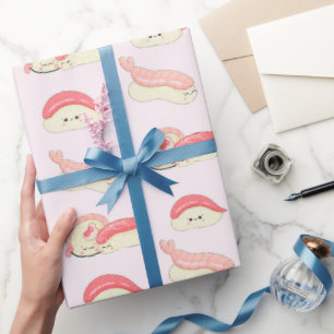 Papier Cadeau rouleaux de sushi kawaii, motif sushi