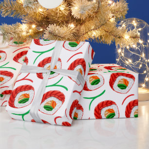 Papier Cadeau rouleaux de sushi kawaii, motif sushi
