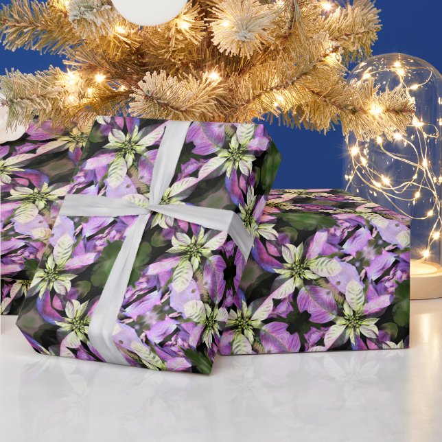 Papier Cadeau Roulette cadeau de Noël - Lavender Poinsettia (Vacances)