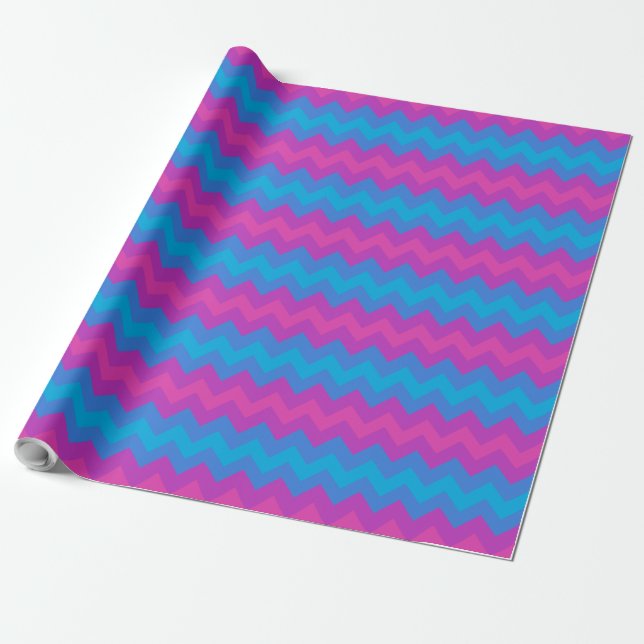 Papier Cadeau Roulette Chic Giftwrap : Purple, Rose, Chevrons Bl (Déroulé)