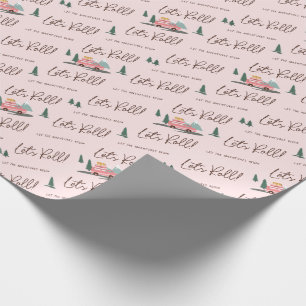 Papier Cadeau Roulons   L'aventure commence rose Retro Van