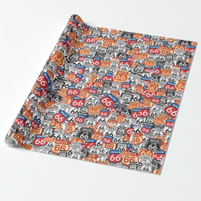 Papier Cadeau Route 66 Signes routiers (Déroulé)
