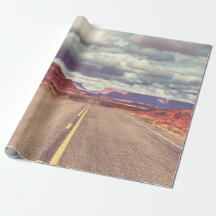 Papier Cadeau Route dans le pays des Prairies. Déserté naturel