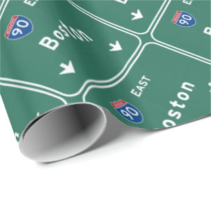 Papier Cadeau Route d'autoroute nationale de Boston le