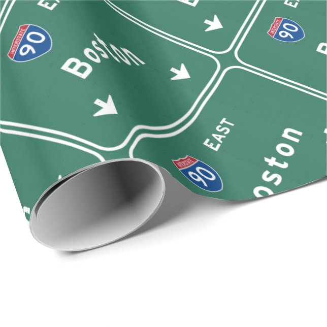 Papier Cadeau Route d'autoroute nationale de Boston le (Coin rond)