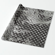 Royal Black Hearts Baroque Silver Hearts Grey