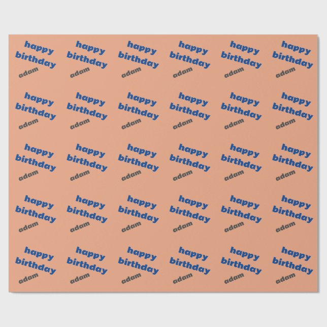 Papier Cadeau Royal bleu et pêche heureux anniversaire (Plat)