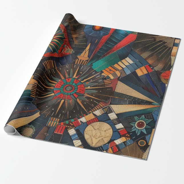 Papier Cadeau Royal Blue "Anciennes Chroniques Indigènes" Matte  (Déroulé)