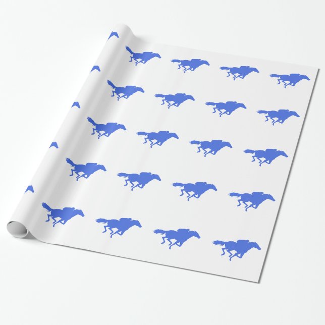 Papier Cadeau Royal Blue Horse Racing (Déroulé)