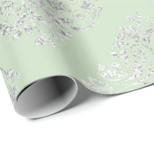 Papier Cadeau Royal Carré Damask Mint Green Silver Vip