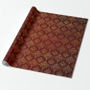 Papier Cadeau Royal Chic Golden Red Velvet Damask Red Carpet