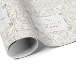Papier Cadeau Royal Fleur-de-Lis Art déco Gold White Mariage des