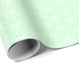 Papier Cadeau Ruban Bow Doodle NOËL Fête Menthe Blanche
