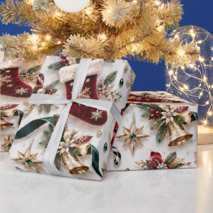Papier Cadeau Ruban de bas de Noël traditionnel
