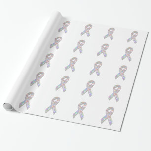 Papier Cadeau ruban de cancer du poumon perlé
