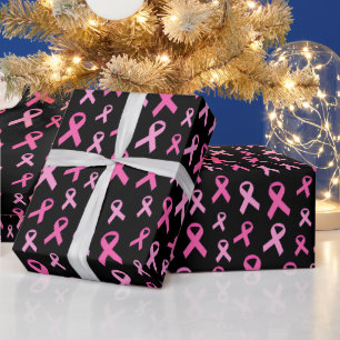 Papier Cadeau Ruban Rose Motif de Sensibilisation au Cancer du S
