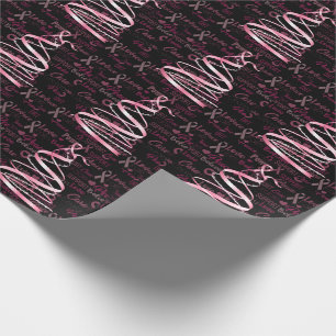 Papier Cadeau Ruban rose Noir Arbre de Noël Sensibilisation au c