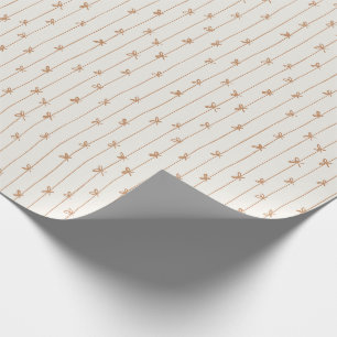 Papier Cadeau Rubans de Noël Moderne Enveloppement de Noël Dor