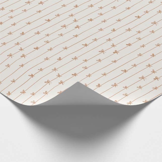 Papier Cadeau Rubans de Noël Moderne Enveloppement de Noël Doré (Coin)