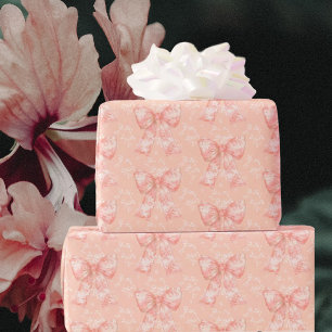 Papier Cadeau Rubans de toile florale pêche vintage