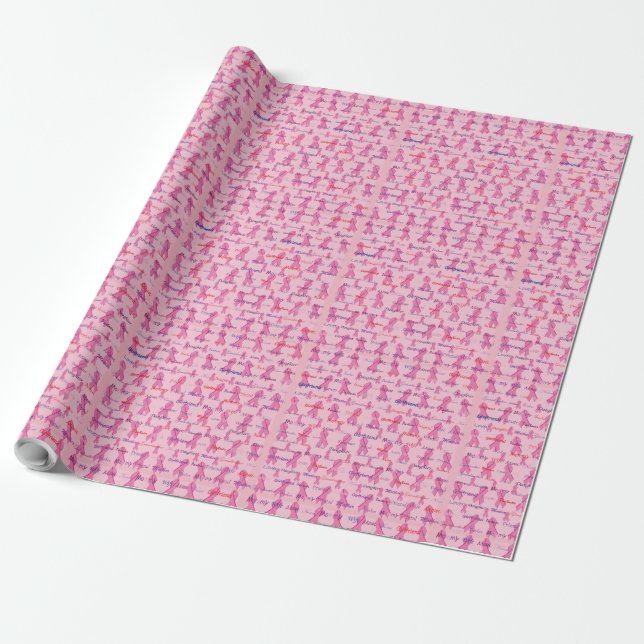 Papier Cadeau Rubans roses pour le soutien contre le cancer (Déroulé)