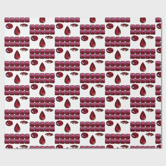 Papier Cadeau Ruby Gemstone Face Motif papier à enveloppement ro (Plat)