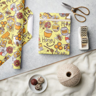Papier Cadeau Ruche de abeilles à miel Cadeau floral