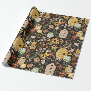 Papier Cadeau Ruches de miel peintes de manière fantaisiste